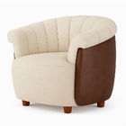 Poltrona Fixa Esther Courino Marrom | Linho Off White - Salla